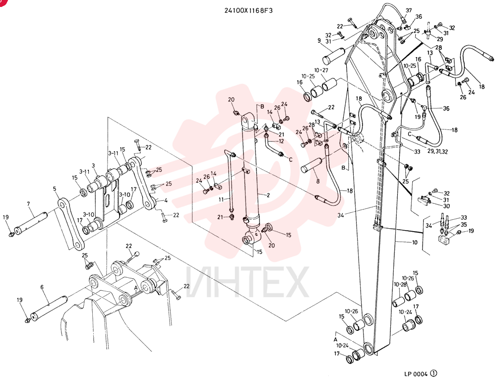 ARM ASSY, 3.1 M, CONSISTS OF REF. 2 TO 37