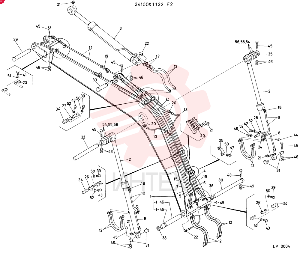 BOOM ASSY, CONSISTS OF REF. 1 TO 56