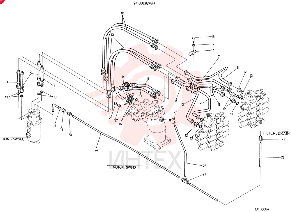 HYDR LINES, UPP, CONSISTS OF REF. 1 TO 28