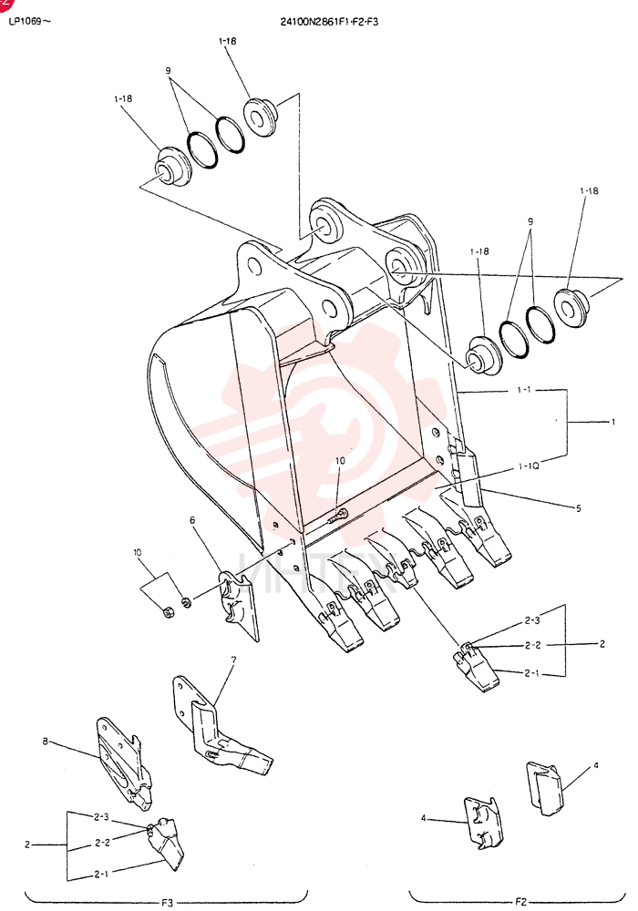 BUCKET ASSY, H. D. 24100N2861F1