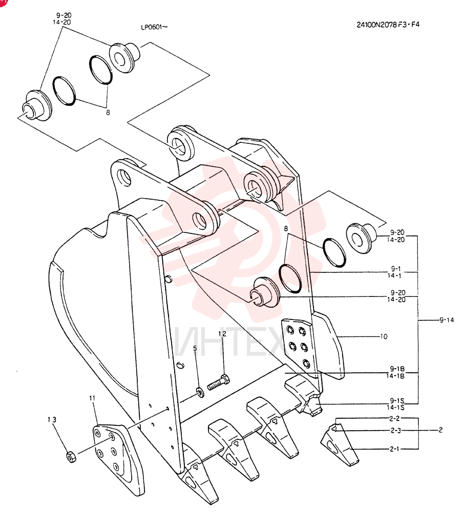 BUCKET ASSY, Serial Range: YP0115-YP0139 24100N2078F3