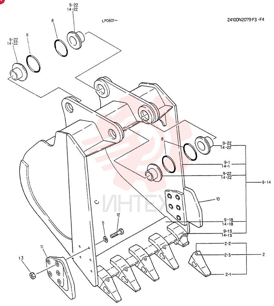 BUCKET ASSY, Serial Range: YP0115-YP0139 34100N2079F3