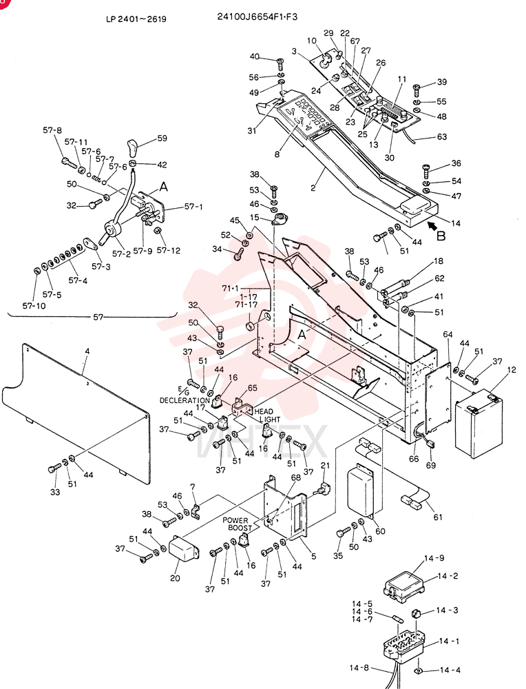 PANEL ASSY, INST, Serial Range: LP2401-LP2511