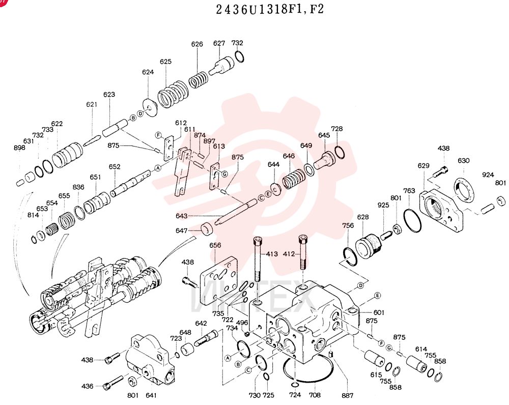 Схема (K905) - MARK II EXCAVATOR BTW LP2401-LP3407 (1/00-12/03) 2436U1318F1