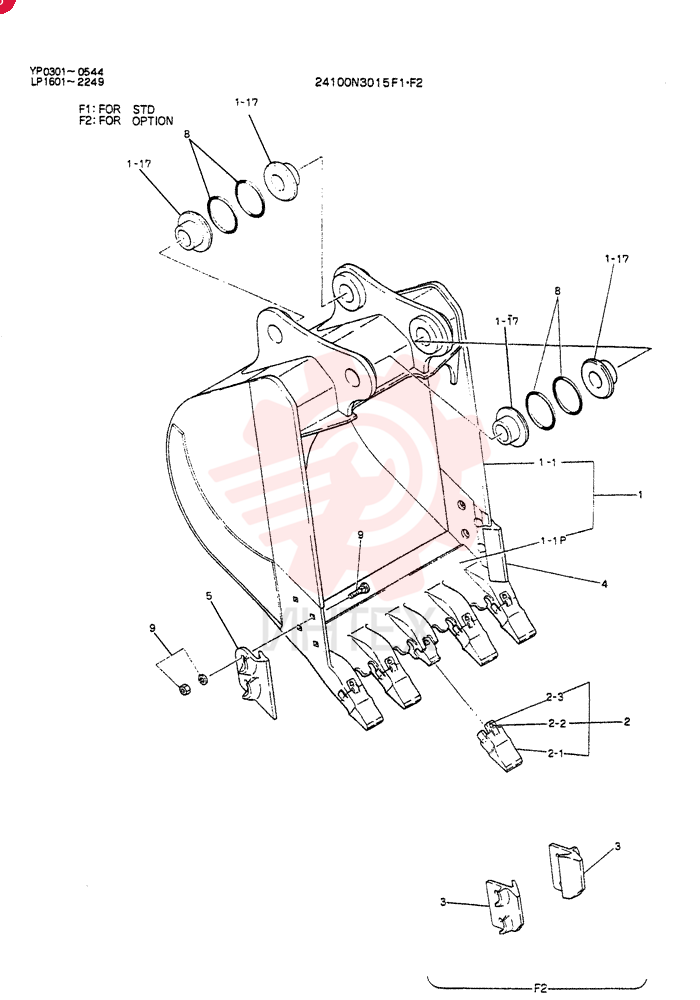 BUCKET ASSY.H.D.0.45 CUBIC METRE(0.58 CU.YD)