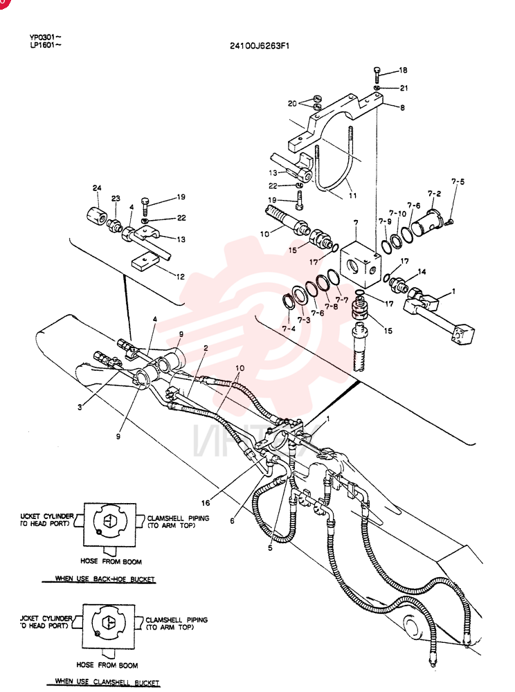 INSTAL HYDR LINES,ARM 3.0 M(9 FT-10 IN)(CHANGE BACKHOE/CLAMSHELL)