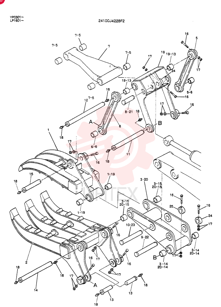 GRAPPLE ASSY,FORK(DOUBLE) 24100J4228F2