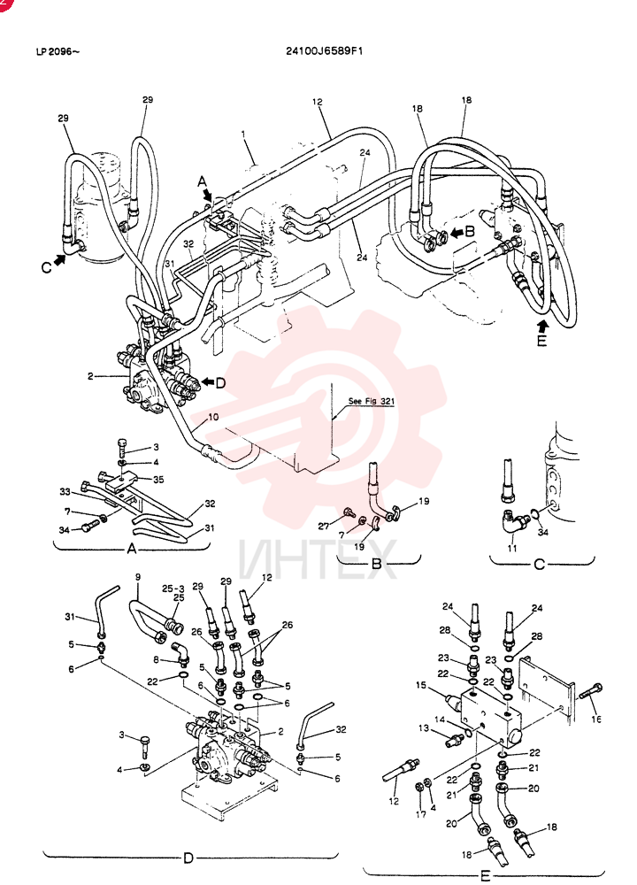 HYDR LINES,UPP(DOZER & EXTRA)(FOR SWISS) 24100J6589F1