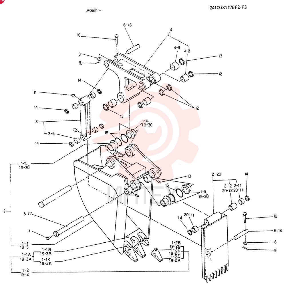 BUCKET ASSY, Serial Range: YP0115--YP0139 24100X1178F2
