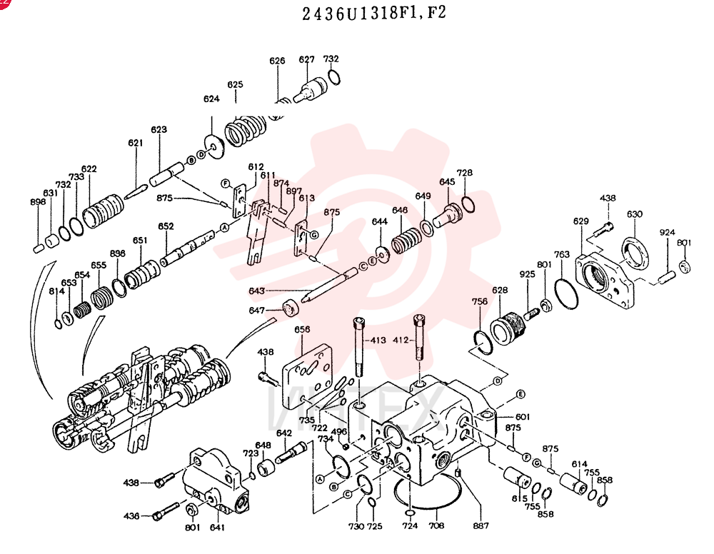 Схема (K905LC) - MARK II EXCAVATOR BTW YP1001 - YP1281. (4/89-12/03) 2436U1318F1