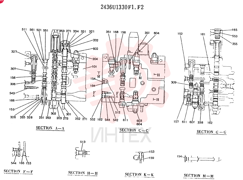 Схема (K905LC) - MARK II EXCAVATOR BTW YP1001 - YP1281. (4/89-12/03) 2436U1330F1 (2)