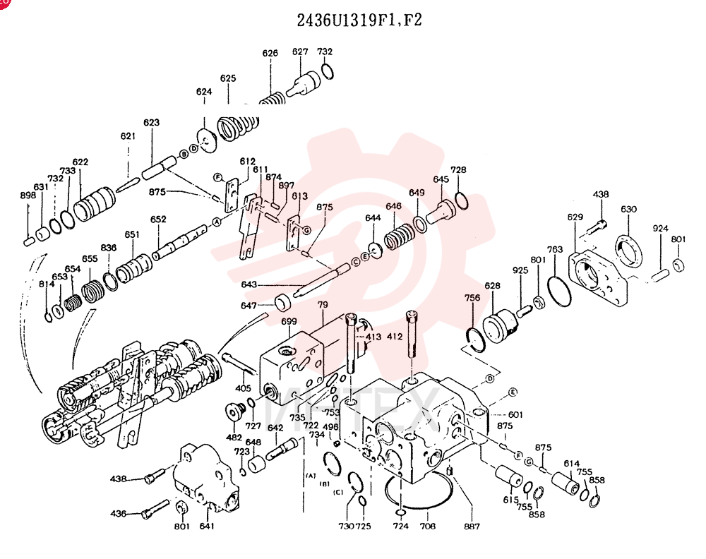 Схема (K905LC) - MARK II EXCAVATOR BTW YP1001 - YP1281. (4/89-12/03) 2436U1319F1