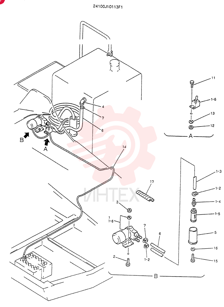 Схема (K905LC) - MARK II EXCAVATOR BTW YP1001 - YP1281. (4/89-12/03) 24100J10113F1