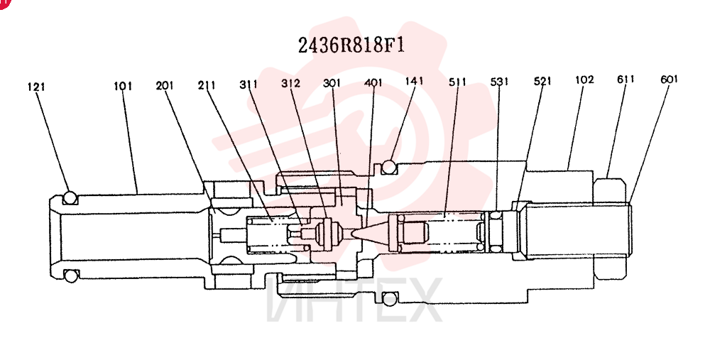 Схема (K905LC) - MARK II EXCAVATOR BTW YP1001 - YP1281. (4/89-12/03) 2436R818F1