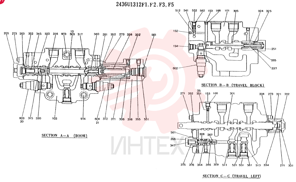 Схема (K907) - MARK II EXCAVATOR ASN YN2956 (GLOBAL) (1/88-12/03) 2436U1312F1 (3)