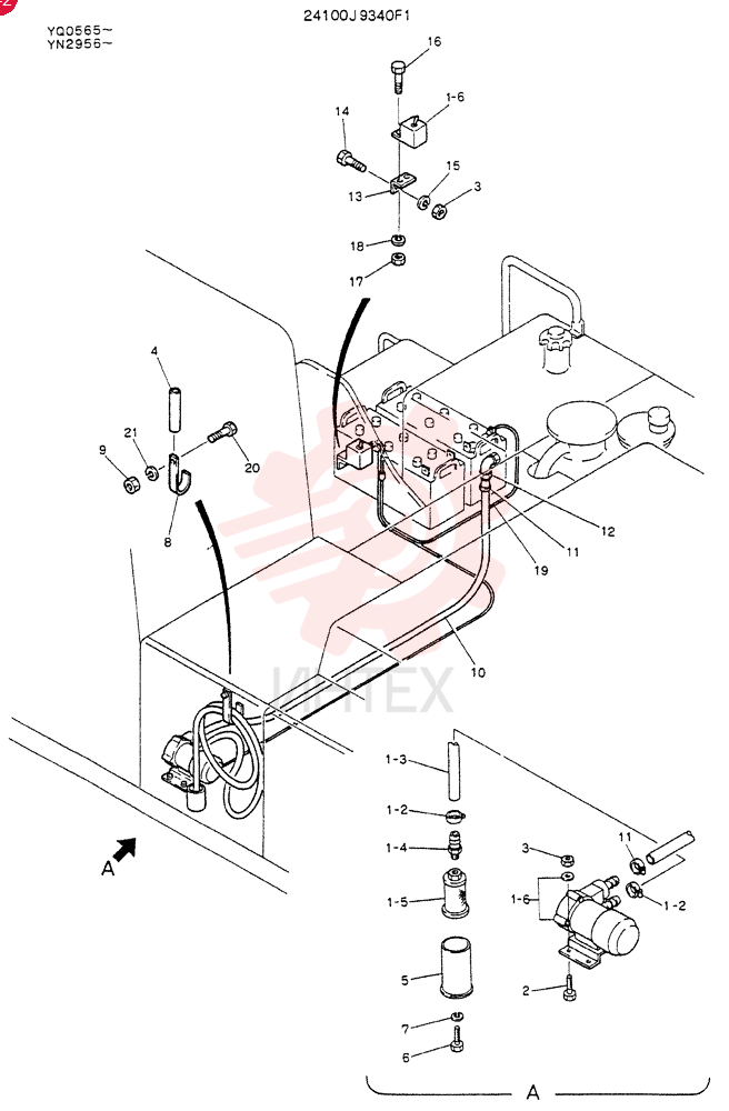 Схема (K907) - MARK II EXCAVATOR ASN YN2956 (GLOBAL) (1/88-12/03) 24100J9340F1