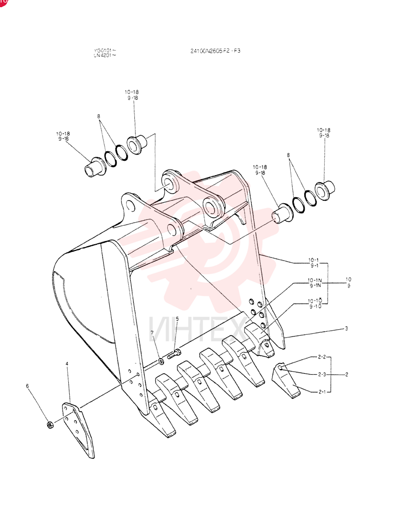 BUCKET ASSY, Serial Range: YG0101--YG0316