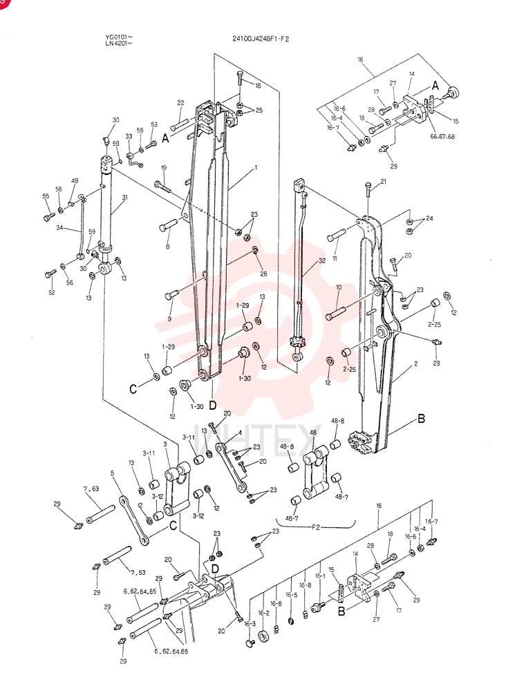 ARM ASSY, Serial Range: YG0101-YG0250 24100J4248F1 (2)