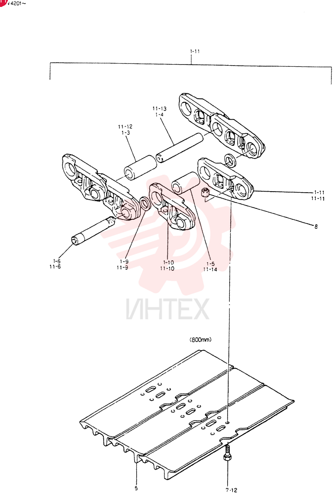INSTAL , CRAWLER TRACK, Serial Range: LN4201--LN5569
