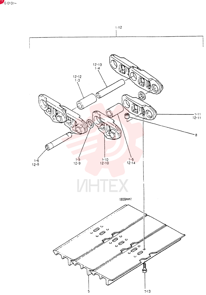 INSTAL, CRAWLER TRACK, Serial Range: YG0101-YG0201