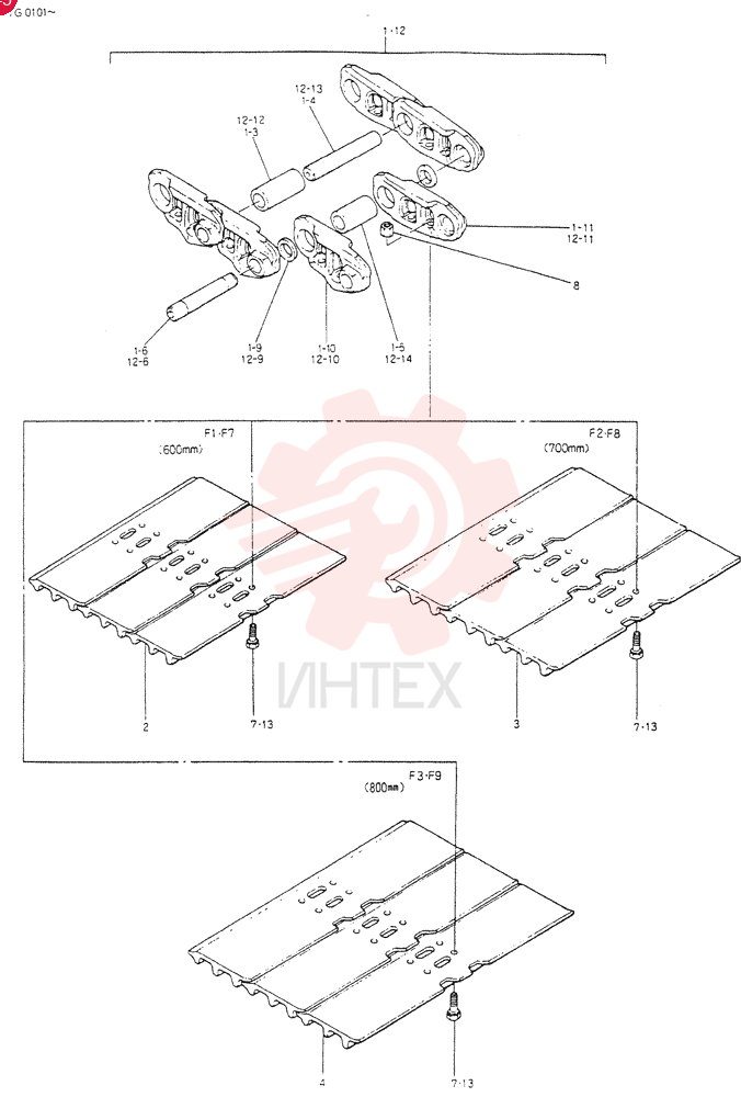 INSTAL , CRAWLER TRACK, Serial Range: YG0101-YG0202 24100N2476F1