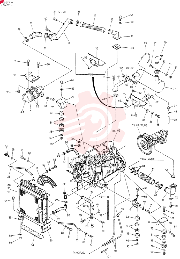 POWER PLANT ASSY, Serial Range: YG1101-YG0124