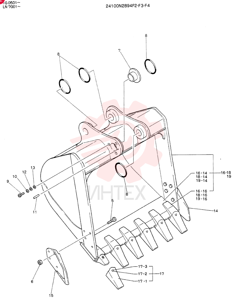 BUCKET ASSY, 0.9M3, Serial Range: YG0501--YG0530