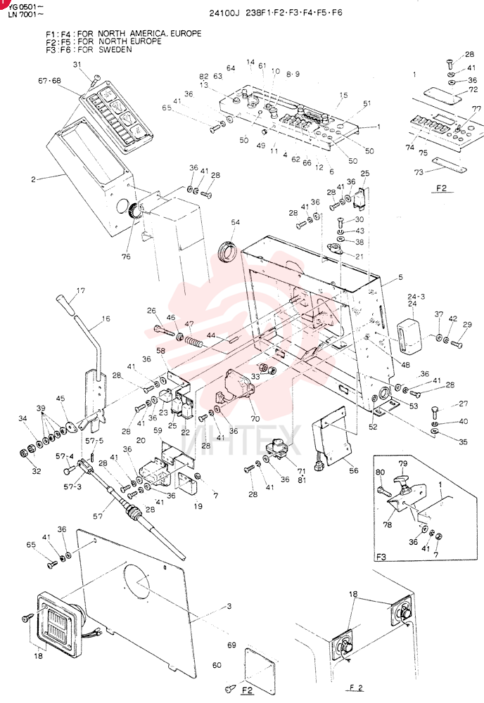 PANEL ASSY, INST, Serial Range: YG0501--YG0655 24100J6238F1