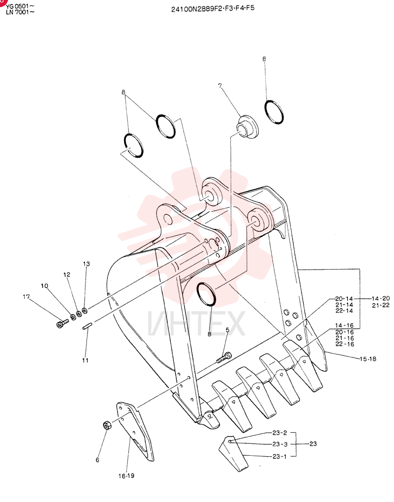 BUCKET ASSY, 0.7M3, Serial Range: LN7001--LN7003
