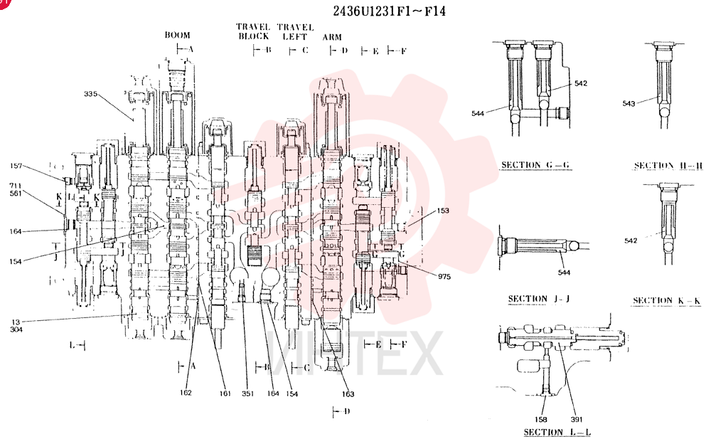 Схема (K907LC) - MARK II EXCAVATOR ASN YQ0565 (GLOBAL) (1/87-12/03) 2436U1231F1 (1)
