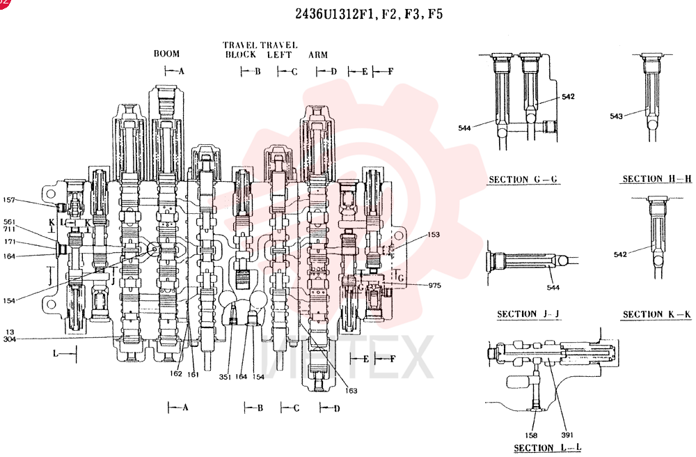 Схема (K907LC) - MARK II EXCAVATOR ASN YQ0565 (GLOBAL) (1/87-12/03) 2436U1312F1 (1)
