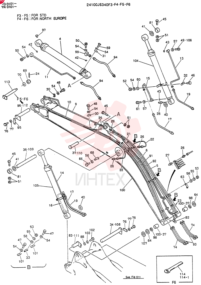 BOOM ASSY, Serial Range: YQ0101-YQ0263 24100J6340F3