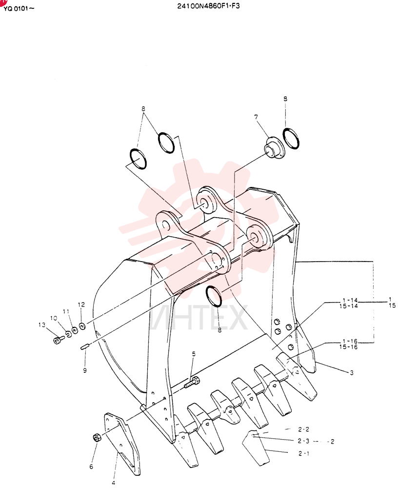 BUCKET ASSY, Serial Range: YQ0101-YQ0263 24100N4860F1