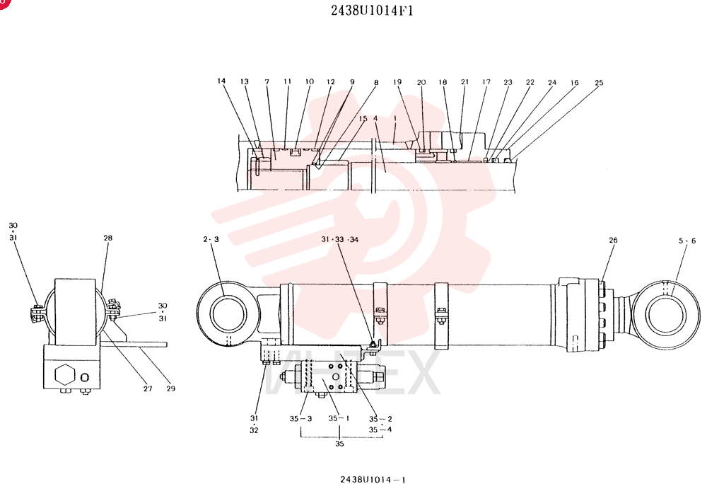 CYLINDER ASSY (L.H. BOOM), CONSISTS OF THE FOLLOWING PARTS 2438U1014F1