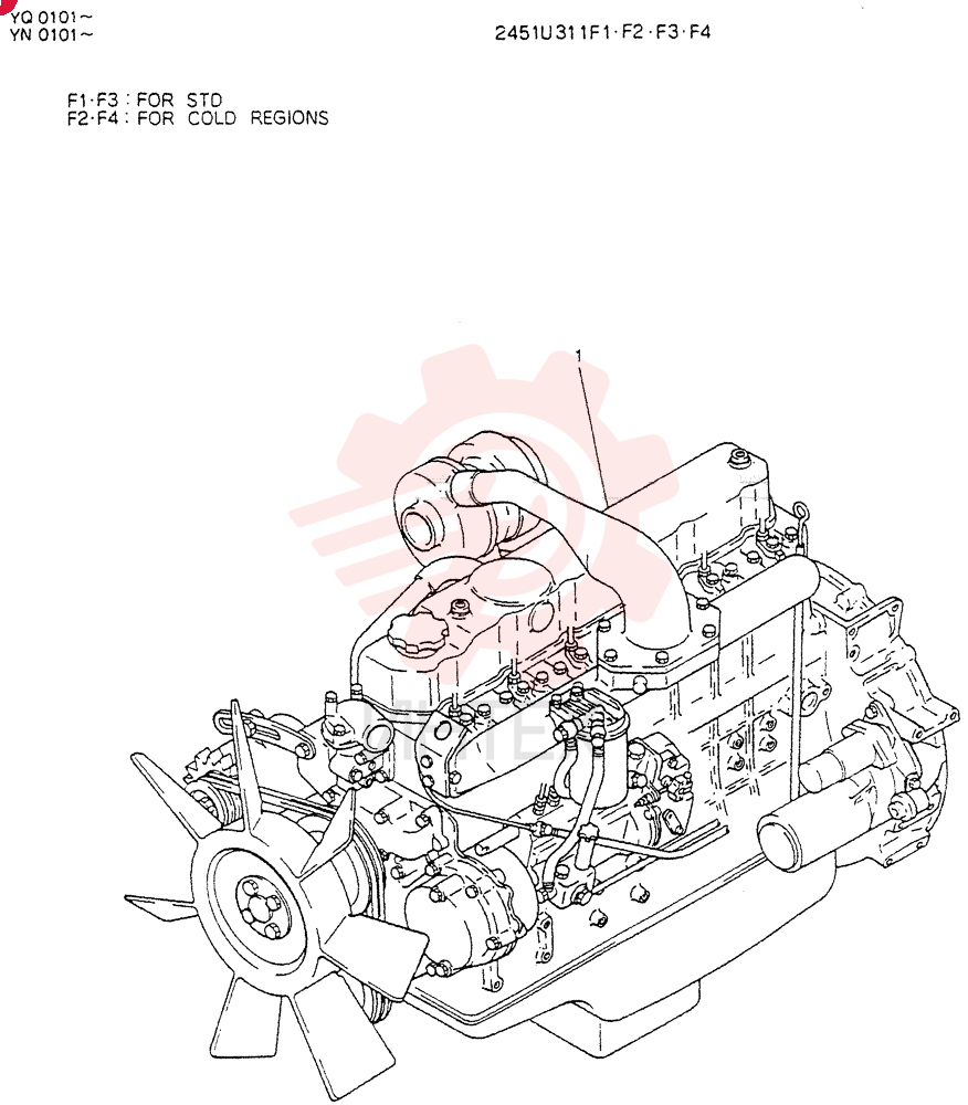 ENGINE, YN251-001 (STD), Serial Range: YQ0101-YQ0213