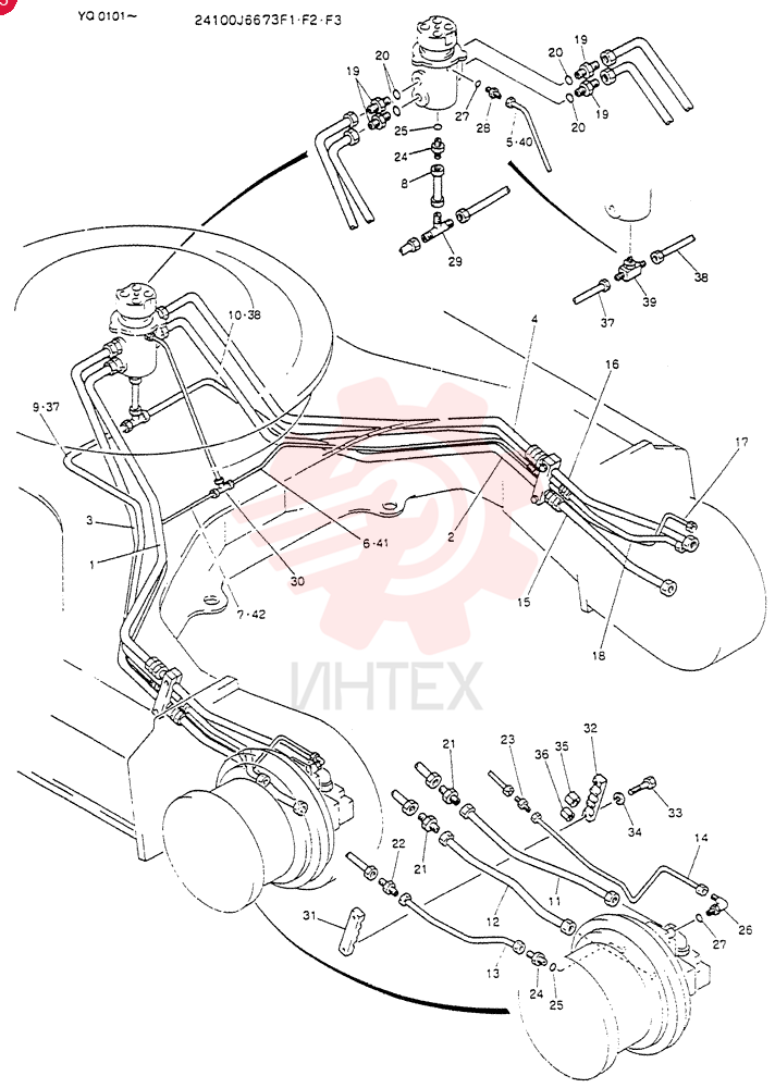 HYDR LINES LOW, Serial Range: YQ0101-YQ0112