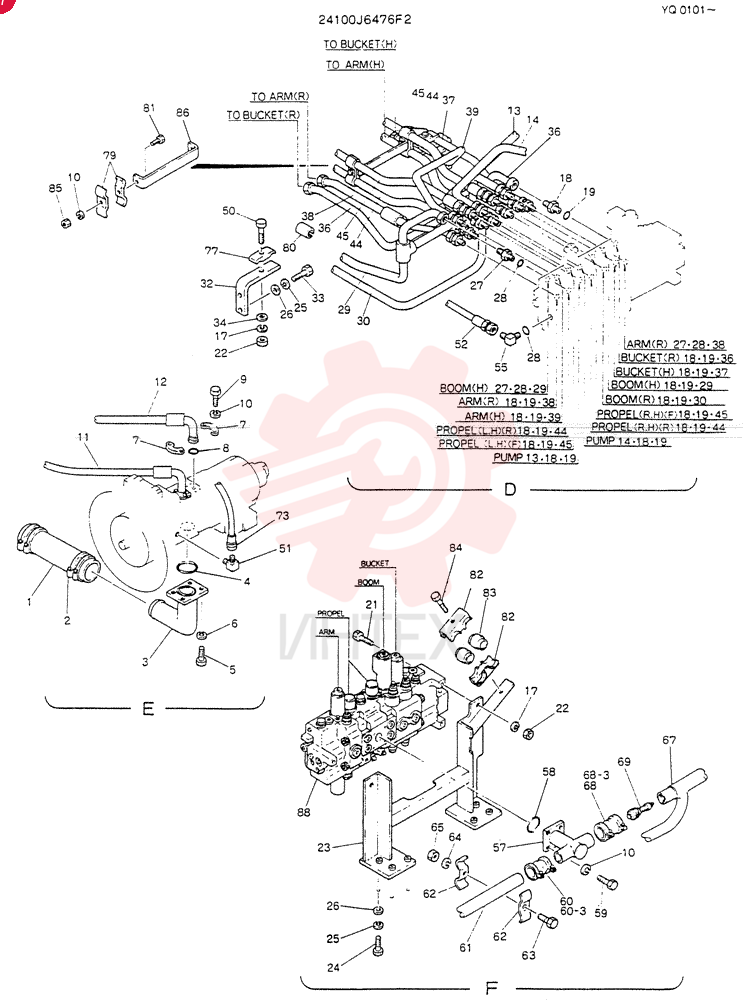 Схема (K907LC) - MARK II EXCAVATOR BTW YQ0101 - YQ0564 (1/87-12/03) 24100J6476F2 (2)