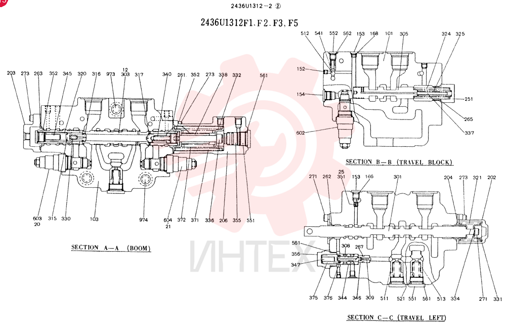 Схема (K907LC) - MARK II EXCAVATOR BTW YQU0001 - YQU0400 (1/87-12/03) 2436U1312F1 (3)