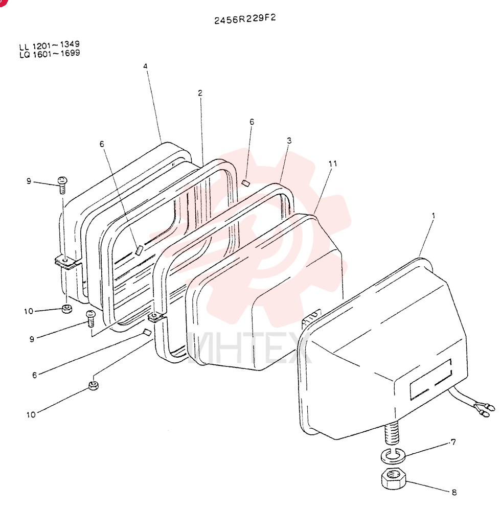 Схема (K909LC) - MARK II EXCAVATOR BTW LL1207 - LL1487 (1/87-12/03) 2456R229F2