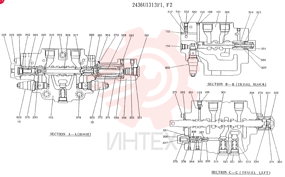 Схема (K909LC) - MARK II EXCAVATOR BTW LL1207 - LL1487 (1/87-12/03) 2436U1313F1 (3)