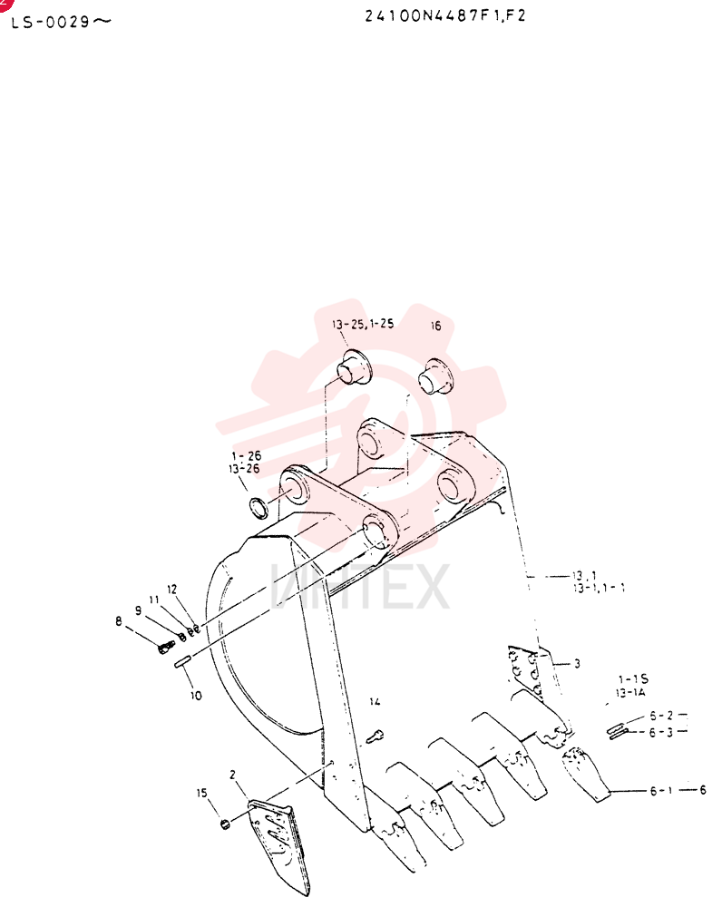 BUCKET  ASSY,    1.6M3, Serial Range: LS.0029-LS.0079
