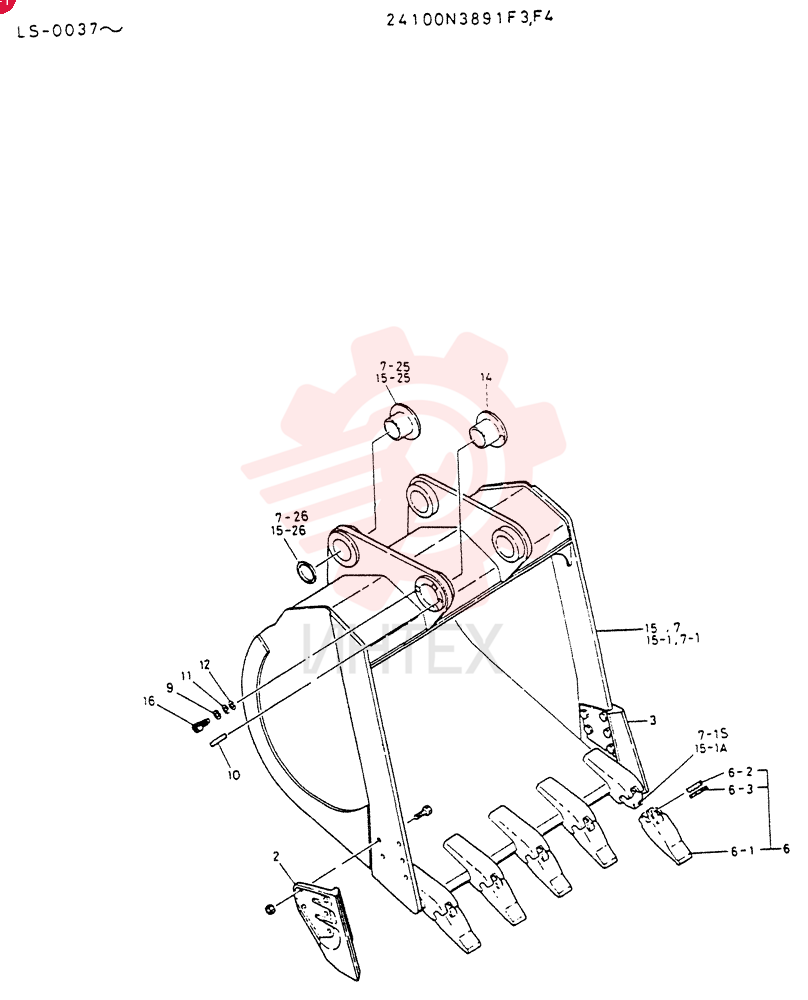 BUCKET  ASSY,2.0M3, Serial Range: LS.0037-LS.0079