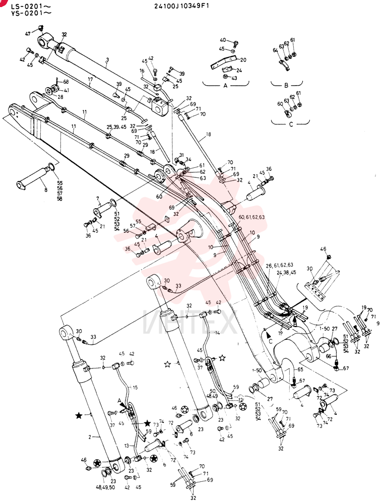 BOOM ASSY (FOR BACK-HOE) 24100J10349F1