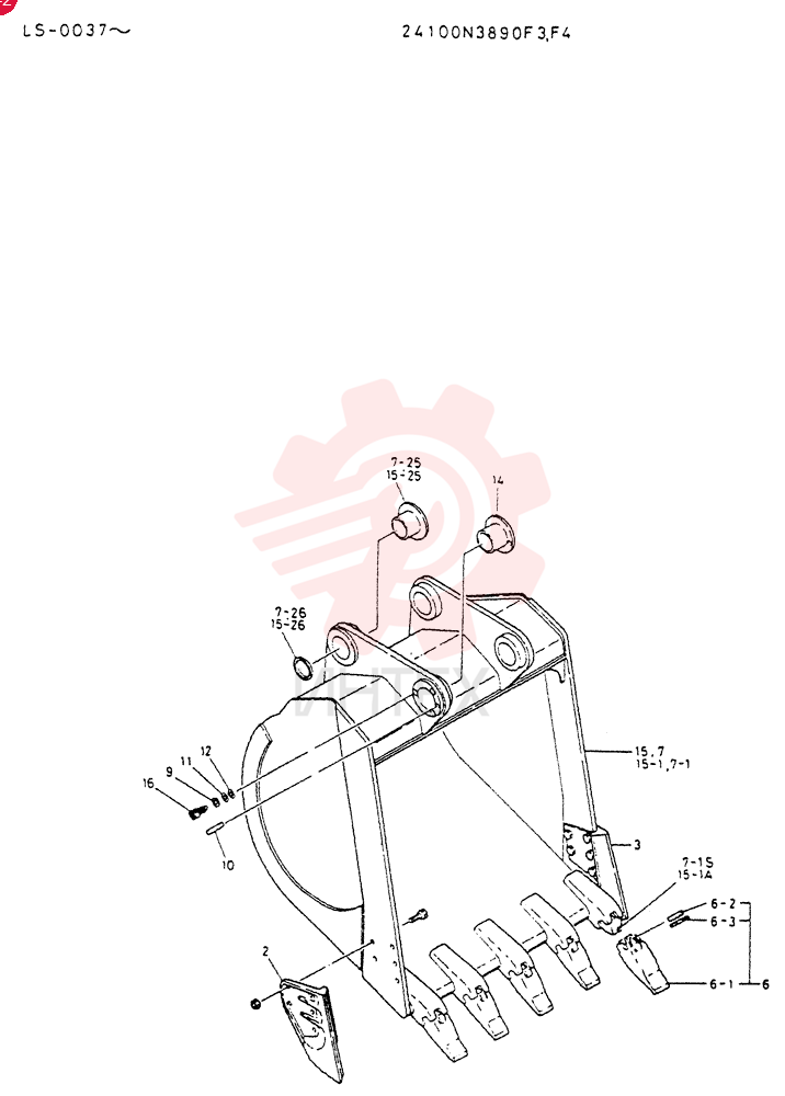 BUCKET  ASSY,1.8M3  LS, Serial Range: .0037-LS.0079
