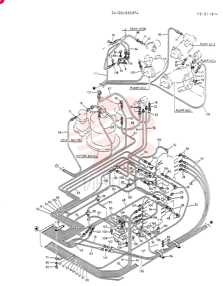 Схема (K916LC) - EXCAVATOR ASN YS0119 (1/87-12/03) 24100J6533F4 (1)