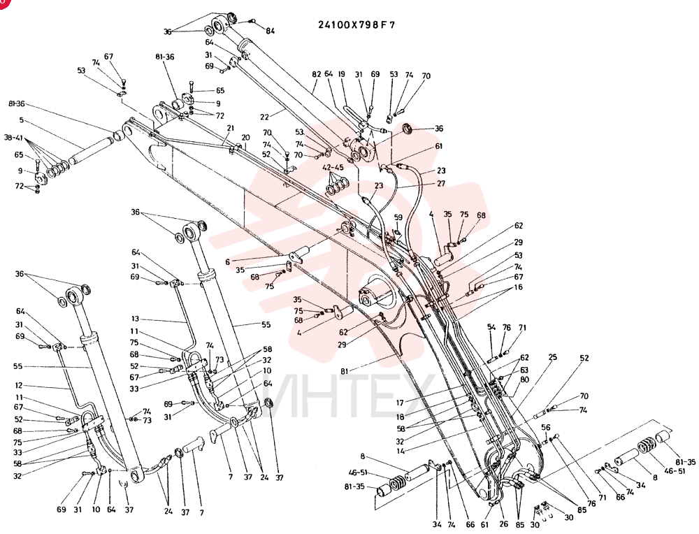 BOOM ASSY, CONSISTS OF REF 4 TO 85