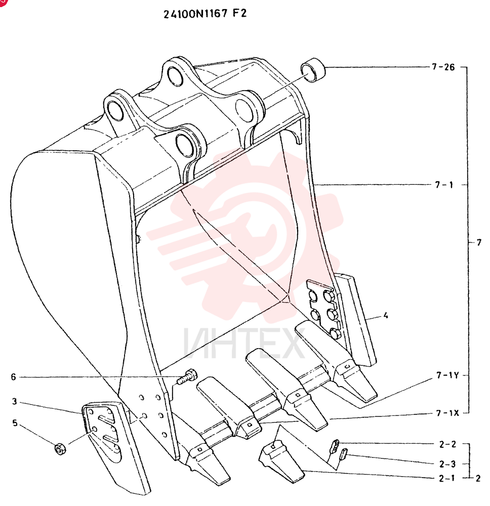 BUCKET ASSY, 2.3M, CONSIST OF REF 2TO7