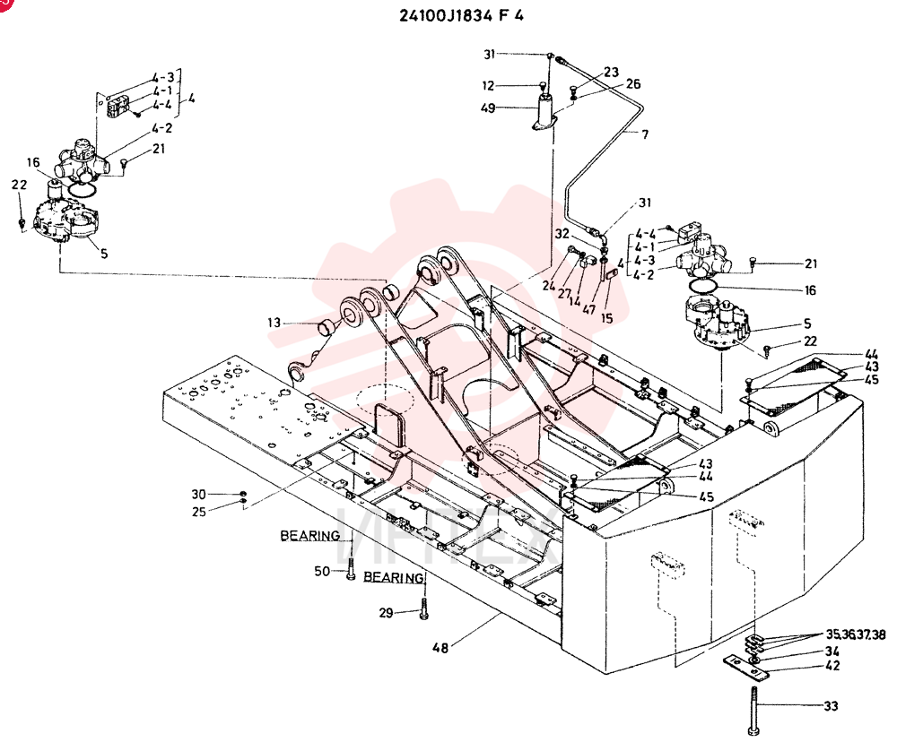 FRAME ASSY. UPP CONSISTS OF REF. 4 TO 50