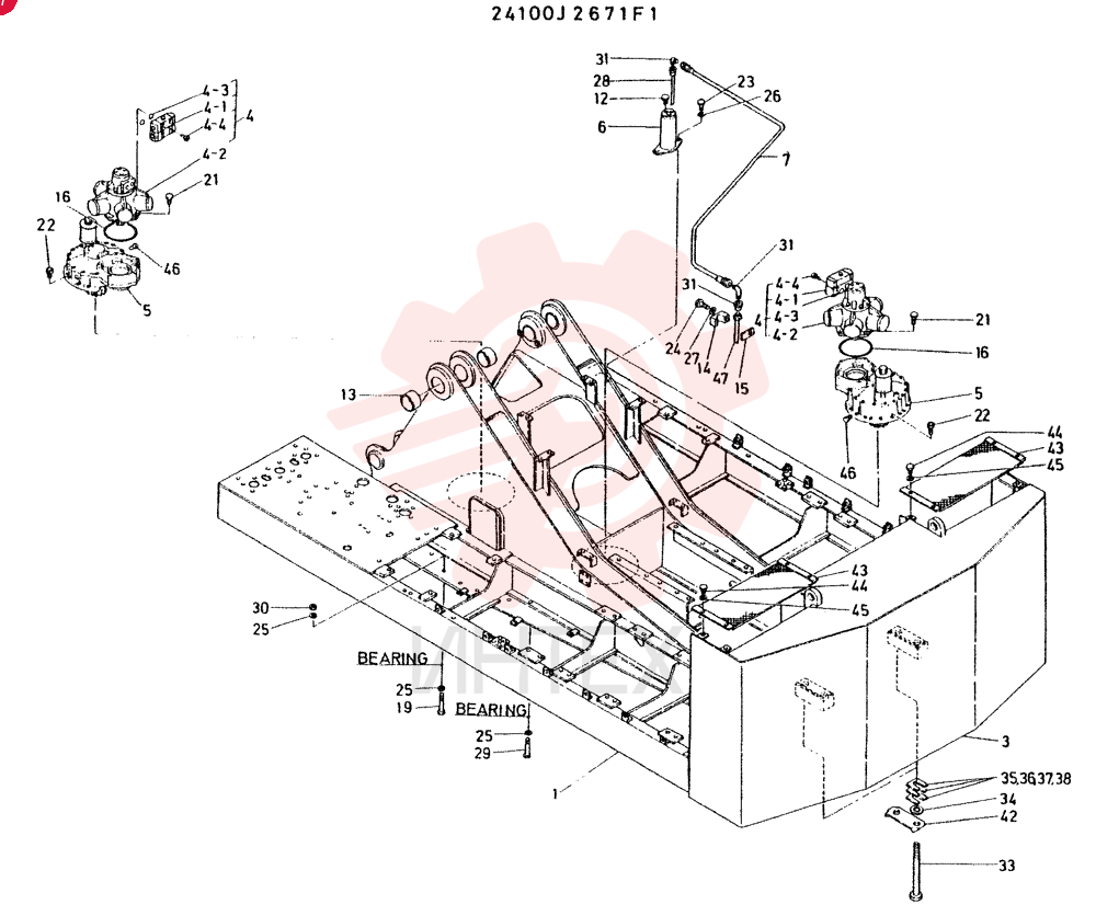FRAME ASSY, UPP INC. REF. 1 TO 47
