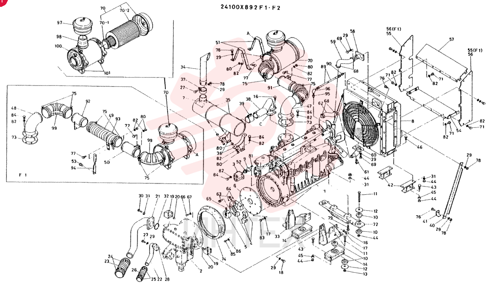 INSTAL, POWER-PLANT CONSISTS OF REF. 1 TO 101 24100X892F1